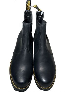 Dr. Martens Black Leather Rometty Boots with Yellow Stitching Size: 10